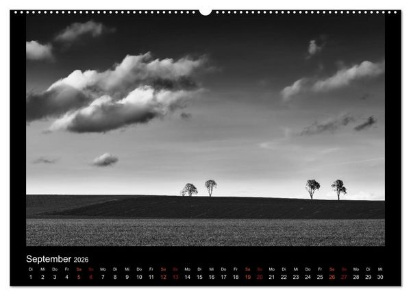 Produktbild: Soultouch - Schwarzwei&szlig; Landschaften, die die Seele ber&uuml;hren (hochwertiger Premium Wandkalender 2026 DIN A2 quer), Kunstdruck in Hochglanz
