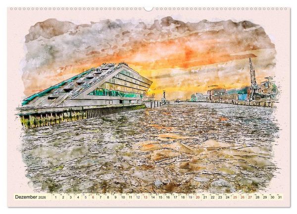 Produktbild: Hamburg - malerische Metropole (hochwertiger Premium Wandkalender 2026 DIN A2 quer), Kunstdruck in Hochglanz