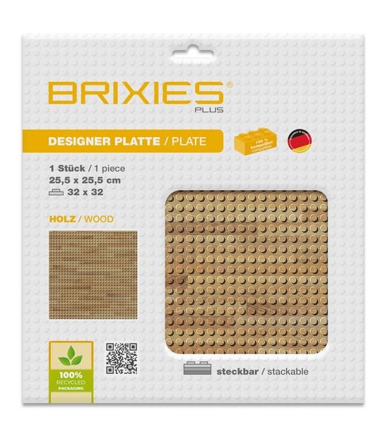 Produktbild: BRIXIES 225002 - Platte 32 x 32 Holz , Fotorealistische Bauplatte, 1 St&uuml;ck