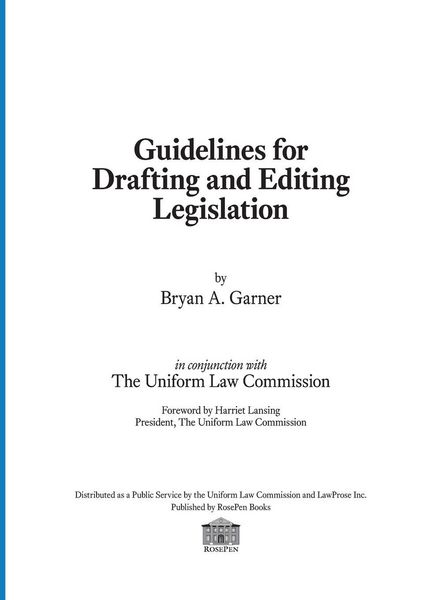 Produktbild: Guidelines for Drafting and Editing Legislation