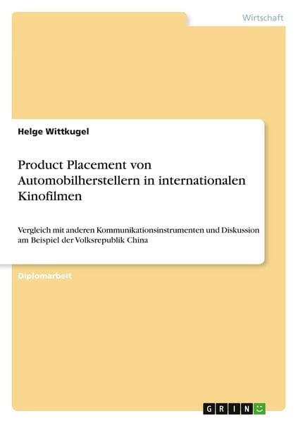 Produktbild: Product Placement von Automobilherstellern in internationalen Kinofilmen
