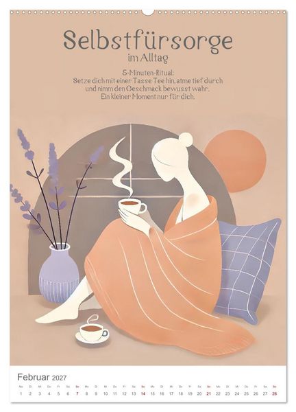 Produktbild: Dein Anti-Stress Kalender - Monatliche Inspirationen f&uuml;r mehr Entspannung (hochwertiger Premium Wandkalender 2027 DIN A2 hoch), Kunstdruck in Hochglanz