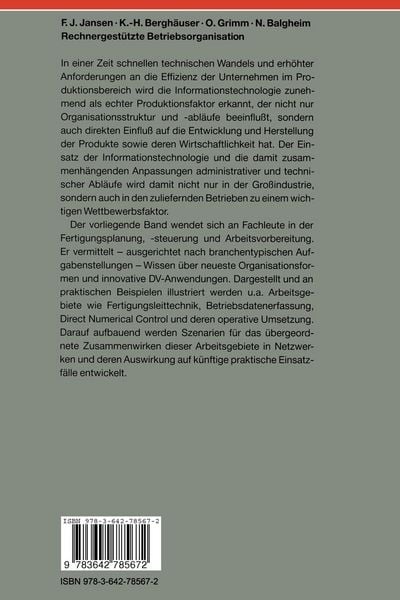 Produktbild: Rechnergest&uuml;tzte Betriebsorganisation