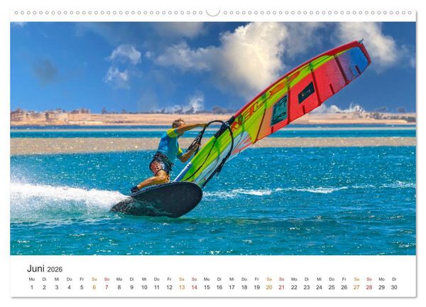 Produktbild: Windsurfen - endlose Wellen (hochwertiger Premium Wandkalender 2026 DIN A2 quer), Kunstdruck in Hochglanz