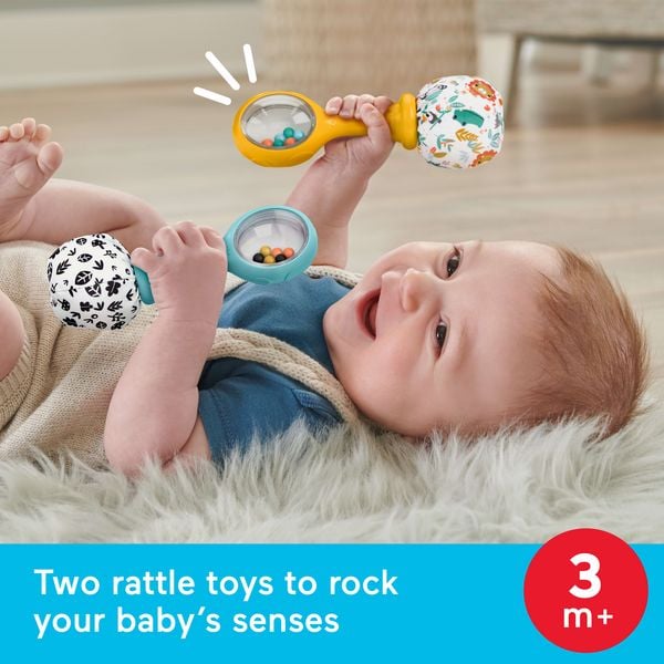 Produktbild: Fisher-Price Babys Rumba-Rasseln Spielzeug, 2er-Set f&uuml;r Babys ab 3 Monaten, ko