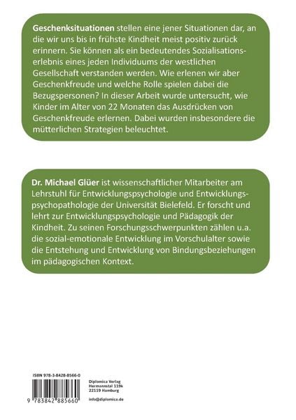 Produktbild: Geschenkfreude im Kleinkindalter: Eine empirische Studie zur emotionalen Sozialisation von Kleinkindern in einer Geschenksituation
