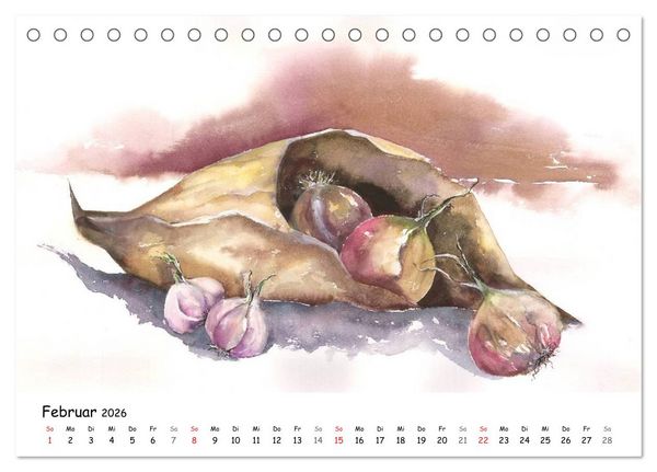 Produktbild: Gem&uuml;se Aquarelle (Tischkalender 2026 DIN A5 quer), CALVENDO Monatskalender