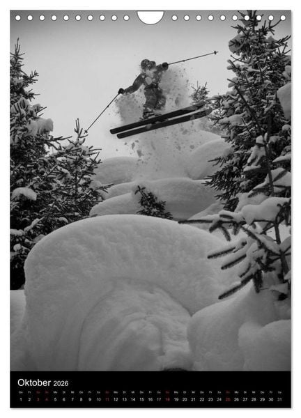 Produktbild: Monochrome Ski (Wandkalender 2026 DIN A4 hoch), CALVENDO Monatskalender