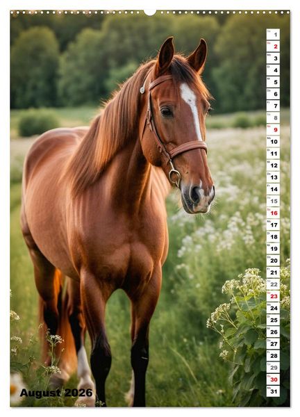 Produktbild: Pferdekalender - Wundersch&ouml;ne Pferde in Natur und Portraits (hochwertiger Premium Wandkalender 2026 DIN A2 hoch), Kunstdruck in Hochglanz