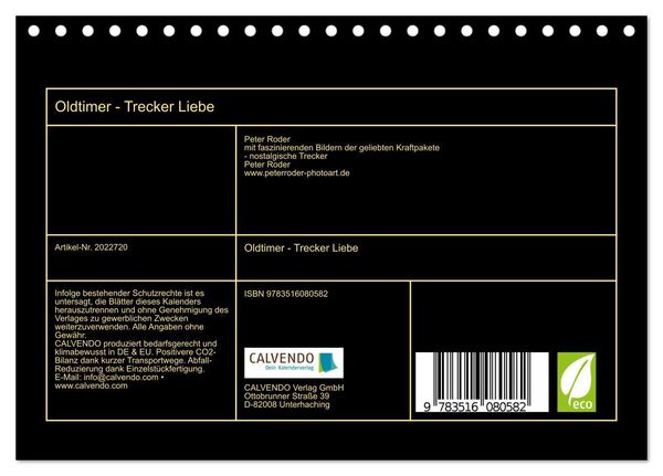 Produktbild: Oldtimer - Trecker Liebe (Tischkalender 2026 DIN A5 quer), CALVENDO Monatskalender
