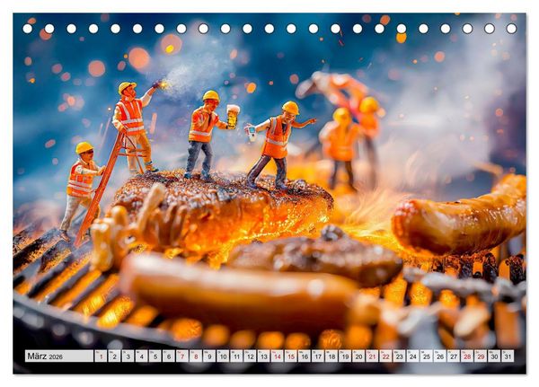 Produktbild: BBQ in Miniatur - Kleine Helden am Braten und Grillen (Tischkalender 2026 DIN A5 quer), CALVENDO Monatskalender