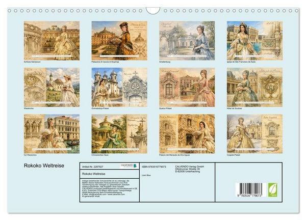 Produktbild: Rokoko Weltreise (Wandkalender 2027 DIN A3 quer), CALVENDO Monatskalender