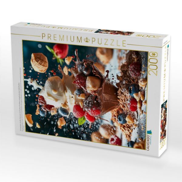 Produktbild: CALVENDO Puzzle Schokoladen-Vanille-Eiscreme mit frischen Fr&uuml;chten und getrockneten Haferflocken | 2000 Teile Lege-Gr&ouml;&szlig;e 90x67cm Foto-Puzzle f&uuml;r gl&uuml;ck
