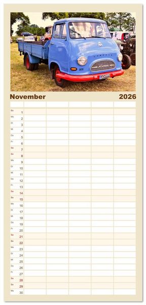 Produktbild: Familienplaner 2026 - LKW - Oldtimer mit 5 Spalten (Wandkalender, 21 x 45 cm) CALVENDO