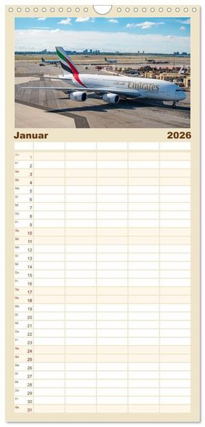 Produktbild: Familienplaner 2026 - Die Faszination der Quadjets mit 5 Spalten (Wandkalender, 21 x 45 cm) CALVENDO