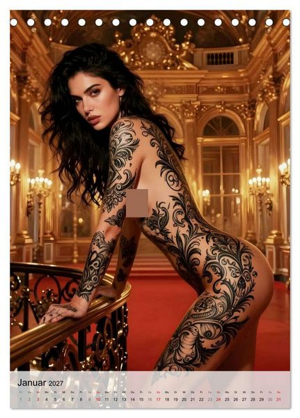 Produktbild: Tattoo Engel (Tischkalender 2027 DIN A5 hoch), CALVENDO Monatskalender