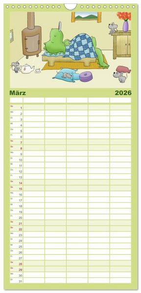 Produktbild: Familienplaner 2026 - Der kleine Drache mit 5 Spalten (Wandkalender, 21 x 45 cm) CALVENDO