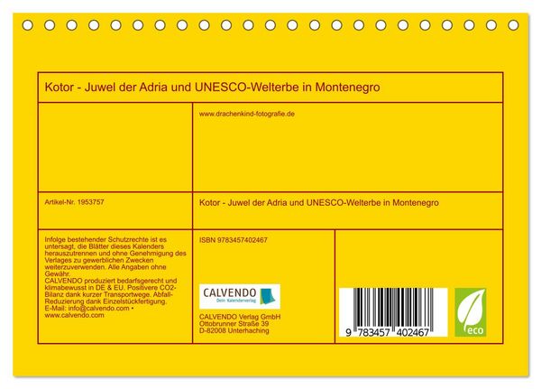 Produktbild: Kotor - Juwel der Adria und UNESCO-Welterbe in Montenegro (Tischkalender 2026 DIN A5 quer), CALVENDO Monatskalender