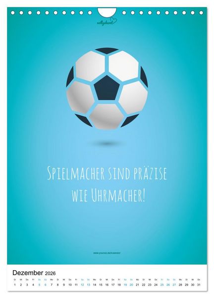 Produktbild: vollgeherzt: Der lustige Zitate-Wandkalender f&uuml;r Fu&szlig;ballfans und Sportbegeisterte! (Wandkalender 2026 DIN A4 hoch), CALVENDO Monatskalender
