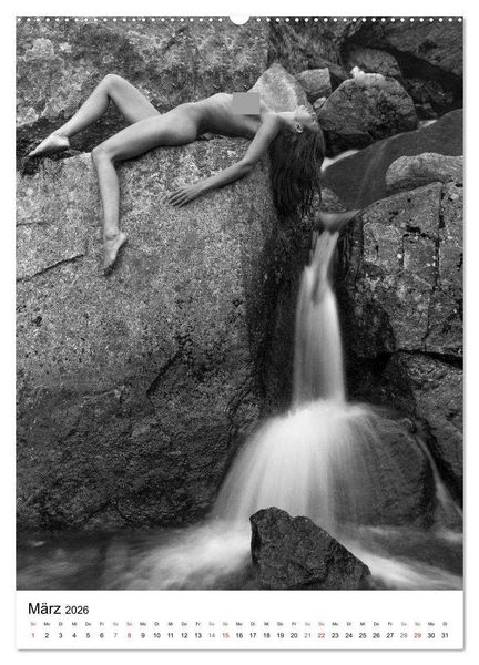 Produktbild: Akt am Wasserfall (hochwertiger Premium Wandkalender 2026 DIN A2 hoch), Kunstdruck in Hochglanz