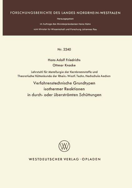 Produktbild: Verfahrenstechnische Grundtypen isothermer Reaktionen in durch- oder &uuml;berstr&ouml;mten Sch&uuml;ttungen