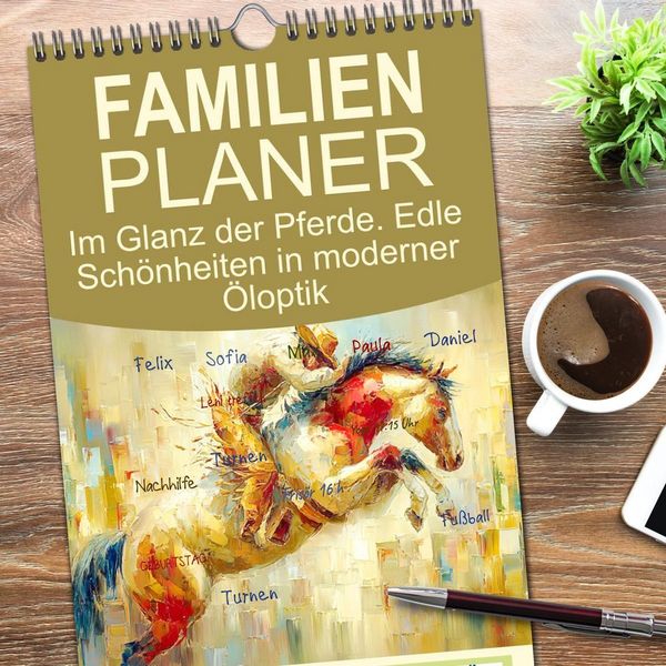 Produktbild: Familienplaner 2026 - Im Glanz der Pferde. Edle Sch&ouml;nheiten in moderner &Ouml;loptik mit 5 Spalten (Wandkalender, 21 x 45 cm) CALVENDO