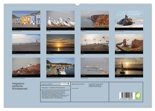 Produktbild: Helgoland - idyllische Nordseeinsel (hochwertiger Premium Wandkalender 2026 DIN A2 quer), Kunstdruck in Hochglanz