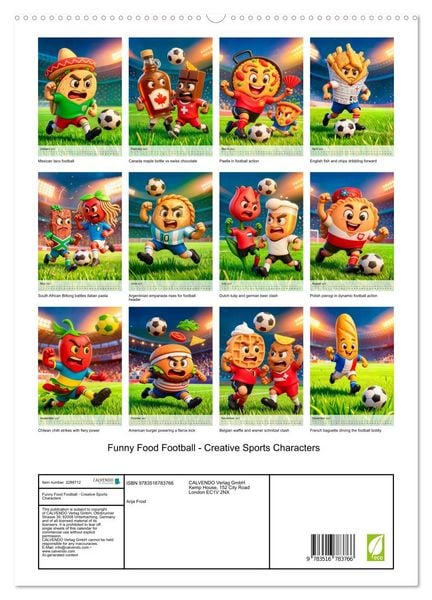 Produktbild: Funny Food Football - Creative Sports Characters (High Quality Premium Wall Calendar 2027 DIN A2 portrait),CALVENDO 12 Month Wall Calendar