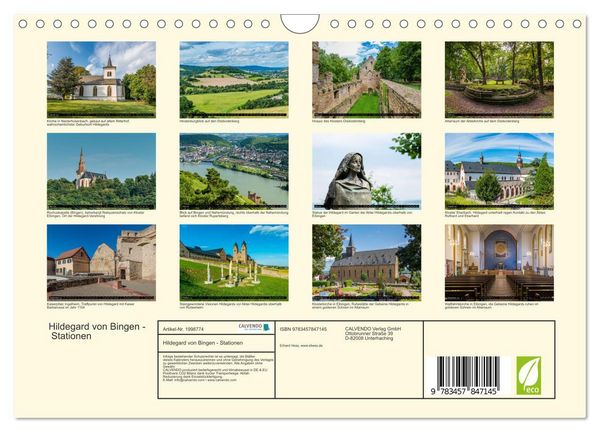 Produktbild: Hildegard von Bingen - Stationen (Wandkalender 2026 DIN A4 quer), CALVENDO Monatskalender