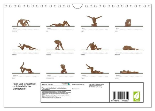 Produktbild: Form und Sinnlichkeit - minimalistische M&auml;nnerakte (Wandkalender 2026 DIN A4 quer), CALVENDO Monatskalender