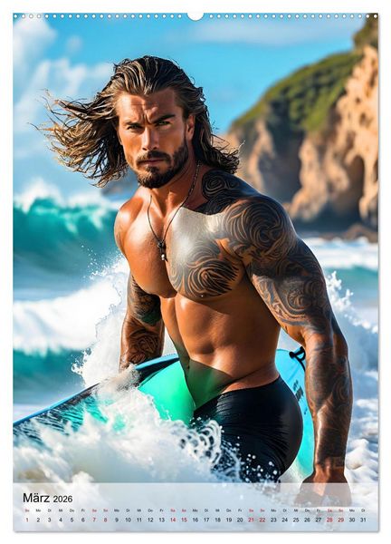 Produktbild: Surferboys - coole Jungs unter hei&szlig;er Sonne (hochwertiger Premium Wandkalender 2026 DIN A2 hoch), Kunstdruck in Hochglanz
