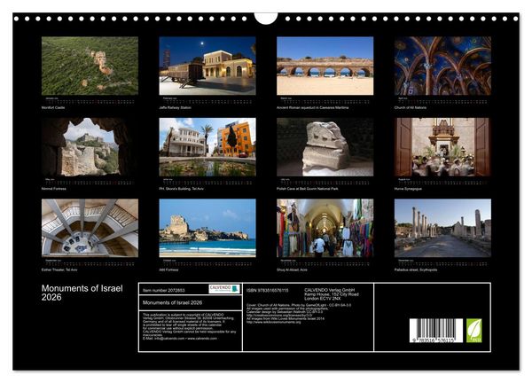 Produktbild: Monuments of Israel 2026 (Wall Calendar 2026 DIN A3 landscape), CALVENDO 12 Month Wall Calendar