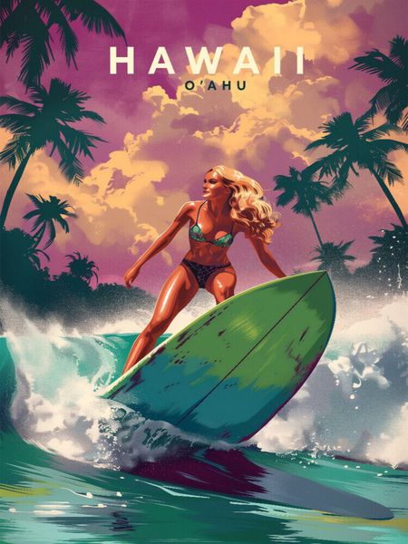Produktbild: CALVENDO Puzzle Surfen auf O'ahu | 1000 Teile Lege-Gr&ouml;&szlig;e 64x48cm Foto-Puzzle f&uuml;r gl&uuml;ckliche Stunden