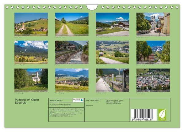 Produktbild: Pustertal im Osten S&uuml;dtirols (Wandkalender 2026 DIN A4 quer), CALVENDO Monatskalender