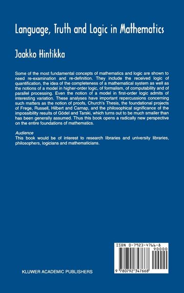 Produktbild: Language, Truth and Logic in Mathematics