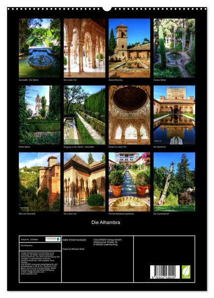Produktbild: Die Alhambra (hochwertiger Premium Wandkalender 2026 DIN A2 hoch), Kunstdruck in Hochglanz