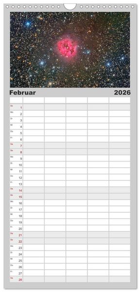 Produktbild: Familienplaner 2026 - Farbiges Weltall mit 5 Spalten (Wandkalender, 21 x 45 cm) CALVENDO