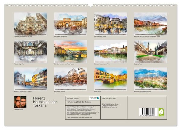 Produktbild: Florenz Hauptstadt der Toskana (hochwertiger Premium Wandkalender 2026 DIN A2 quer), Kunstdruck in Hochglanz
