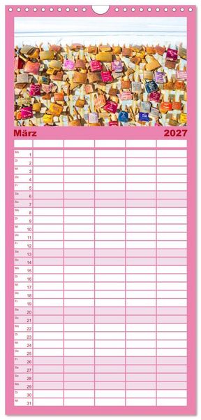 Produktbild: Familienplaner 2027 - Liebesschl&ouml;sser, Ich liebe Dich mit 5 Spalten (Wandkalender, 21 x 45 cm) CALVENDO
