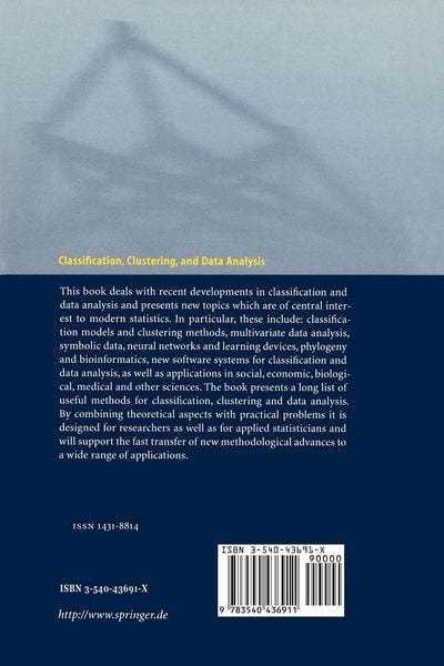 Produktbild: Classification, Clustering, and Data Analysis