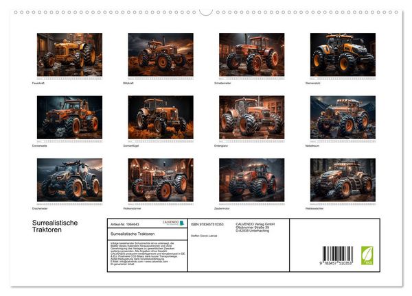 Produktbild: Surrealistische Traktoren (hochwertiger Premium Wandkalender 2026 DIN A2 quer), Kunstdruck in Hochglanz