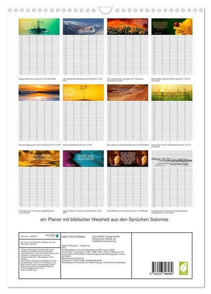 Produktbild: ein Planer mit biblischer Weisheit aus den Spr&uuml;chen Salomos (Wandkalender 2026 DIN A3 hoch), CALVENDO Monatskalender