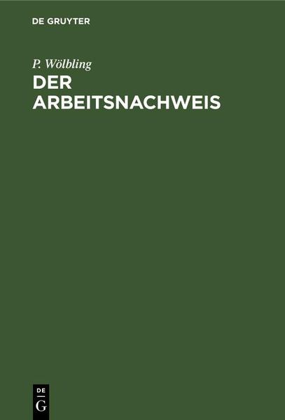 Produktbild: Der Arbeitsnachweis