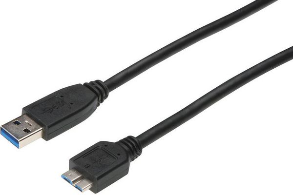Produktbild: Digitus USB-Kabel USB 3.2 Gen1 USB-A Stecker, USB-Micro-B 3.0 Stecker 1.00 m Schwarz AK-300116-010-S