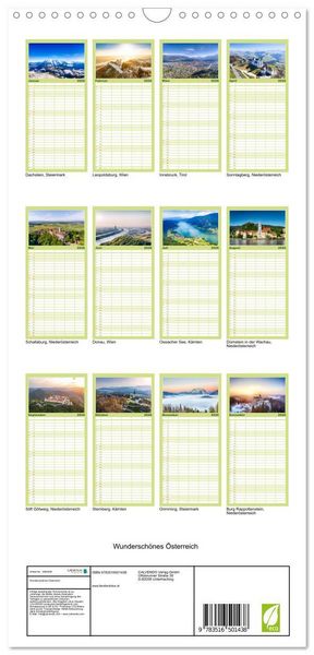 Produktbild: Familienplaner 2026 - Wundersch&ouml;nes &Ouml;sterreich mit 5 Spalten (Wandkalender, 21 x 45 cm) CALVENDO