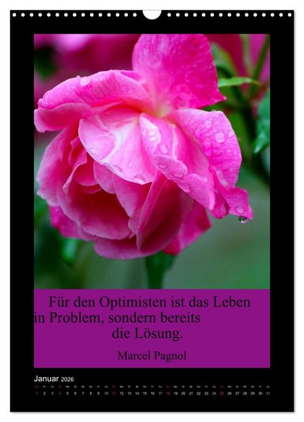 Produktbild: Lebensweisheiten mit Blumigen Gr&uuml;&szlig;en (Wandkalender 2026 DIN A3 hoch), CALVENDO Monatskalender