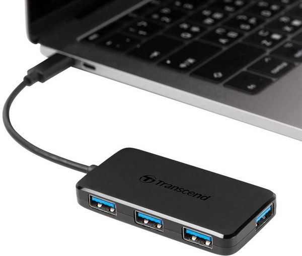 Produktbild: Transcend TS-HUB2C 4 Port USB 3.2 Gen 1-Hub (USB 3.0) Schwarz