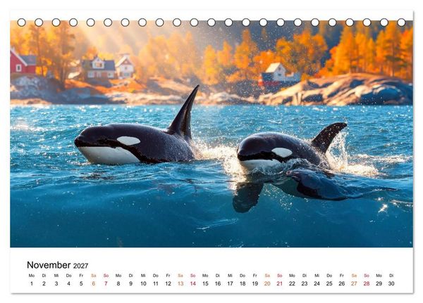 Produktbild: Orcas - ein Jahr voller Meer (Tischkalender 2027 DIN A5 quer), CALVENDO Monatskalender