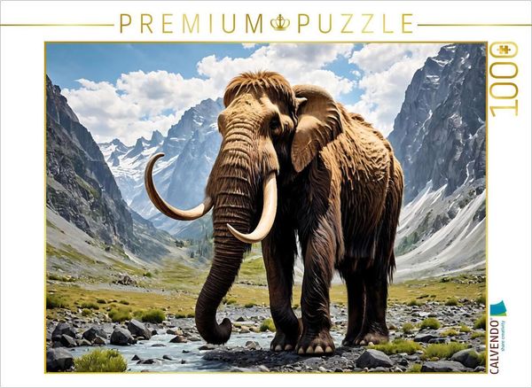 Produktbild: CALVENDO Puzzle Beeindruckendes Mammut in vorzeitlicher Gebirgswelt | 1000 Teile Lege-Gr&ouml;&szlig;e 64x48cm Foto-Puzzle f&uuml;r gl&uuml;ckliche Stunden