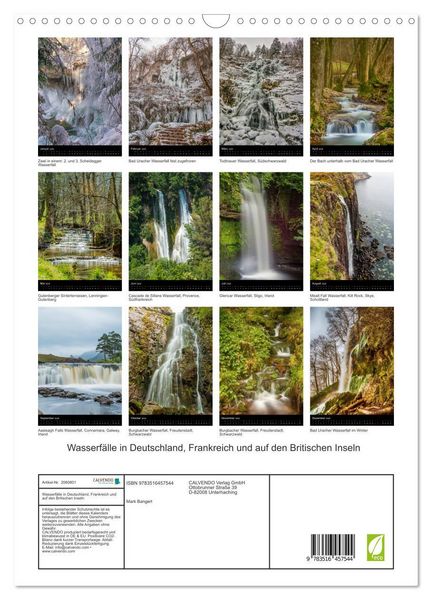 Produktbild: Wasserf&auml;lle in Deutschland, Frankreich und auf den Britischen Inseln (Wandkalender 2026 DIN A3 hoch), CALVENDO Monatskalender